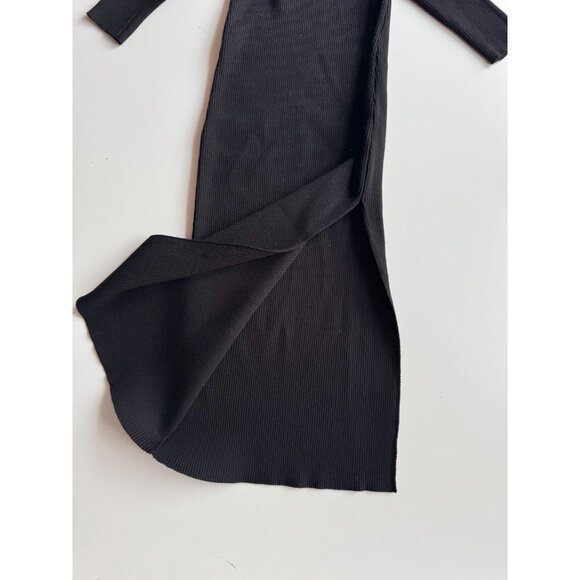 NWOT HEARTLOOM Sevilla Black Ribbed Knit Layered Halter Neck Midi Dress, Size XS - Picture 10 of 13